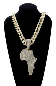 أزياء كريستال أفريقيا خريطة قلادة قلادة للنساء men039s إكسسوارات الهيب هوب المجوهرات قلادة قلادة كوبية سلسلة الوصلة الهدية 8581317