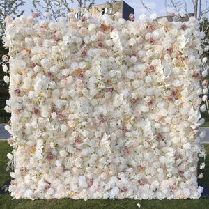 5D Rose Peony Hydrangea Cloth Roll Up Flower Wall Fabric Hanging Curtain Plant Wall Event Party Wedding Backdrop Decoration Prop