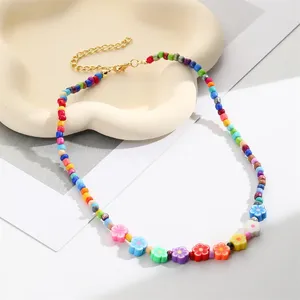 Choker kvinnors smycken avancerad textur mode hänge halsband färgglada pärlor unika personlighet geometriska pärlor