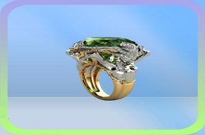 Vintage Fashion Jewelry 925 Sterling Silver Green Green Emerald Kamieni Owalne Cut Cz Party Women Wedding zaręczyny Ring Mermaid Ring G7377920