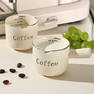 Cups Saucers 3oz/90ml Ceramic Measuring Espresso Extraction Cup Transfer Milk With Scale Kitchen Tools Home Coffee Mugs