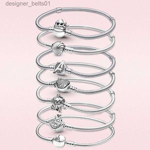 Braccialetti con ciondoli Bracciale in argento sterling 925 Bracciale con cuore di topo scintillante Stitch Fit Bracciale originale con perline in argento Gioielli da donnaL231214