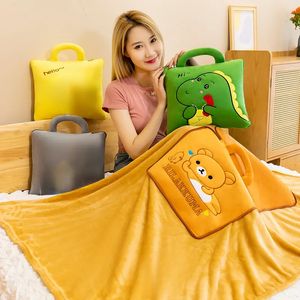 Blankets Cute Pillow Quilt Dualuse Folding Air Conditioning Blanket Car Interior Cushion 3in1 Office Nap 231211