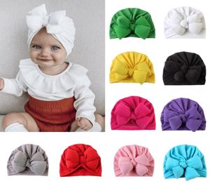 2021 Cute Infant Baby Knot Indian Turban Colorful Babies Hat Hat Solid Color Botton Hairban For Kids Toddler Childrendress7809104