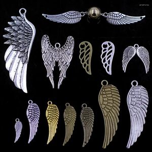 Takılar 20g kolye kanat kuş açısı gümüş altın bronz renkli metal cazibe kolyeler için mücevher diy bulguları