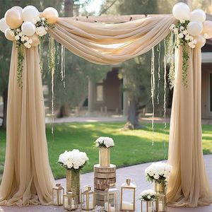 Party Decoration Arch Drape Tyg Sheer Wedding Chiffon Tulle Curtain Draping Backdrop Outdoor Home Drapery Champagne Decor Yarn