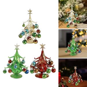 Objetos decorativos estatuetas vidro árvore de natal bola ornamentos mesa em miniatura decoração de mesa artesanato escultura lembrança 231212