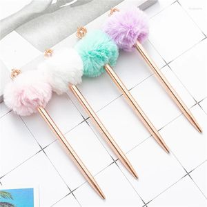 Bollpoint Pen Fluffy Ball Top Black Ink Medium Point 1mm School Office Supplies Present For Kids Students Women Wholesale E1