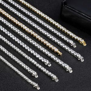 Fine Jewelry Hip Hop 925 Sterling Silver Vvs Moissanite Diamond Cluster Iced Out Tennis Chain Bracelet Necklace for Men Women