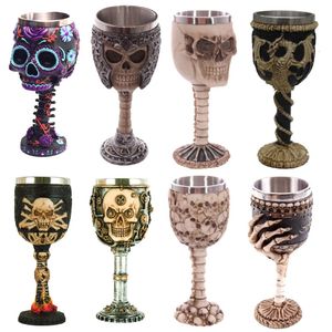 Wasserflaschen 3D Gothic Edelstahl Kreative Schädel Tasse Drachen Skelett Design für Bar Party Home Stein Becher Becher Halloween Geschenke 231212