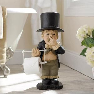 Toilet Paper Holders Household Paper Towel Holder Reel Spool Device Toilet B-utler With Roll Paper Holder Pinching Nose Resin Ornament For Bathroom 231212