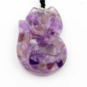 Anhänger Halsketten Ethnischer Stil Amethyst Stein und Harz handgemachte Webart Seil Kette Halskette schöner Schmuck