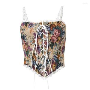 Belts Women's Sexy Bustiers Corsets Floral Crop Top PrintingTank Party Bodice