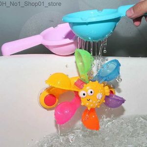 Bath Toys Kąpiel Dzieci Zamień radość z Water Windmill z łyżką dziecięcą łazienkę grającą wodę tęczy wiatrak