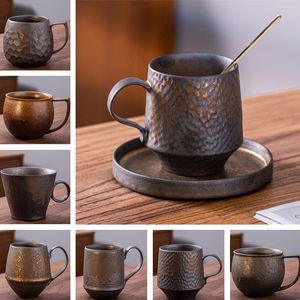 Caneca de cerâmica retro leite de café xícara de ferrugem canecas videiras copos de água drinques lt711