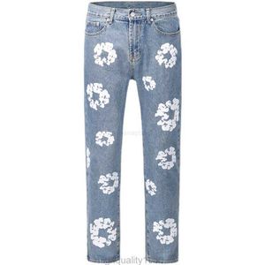 2024 мужские джинсы High Street Denim Tears Style Kapok, потертые прямые джинсы, мужские модные винтажные свободные брюки KMZT OW38