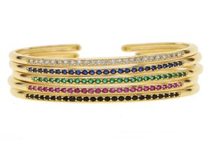 inner diamater 5860 open adjust bangle bracelet cz paved circle band classic colorful birthstone gold plated women bracelets4046615