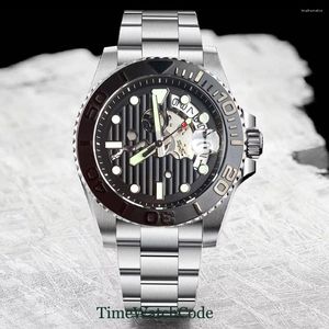 Orologi da polso Tandorio Diver Orologio automatico da uomo 40mm quadrante scheletrato viso cavo luminoso NH35 20ATM 200M resistente all'acqua braccialetto 316L