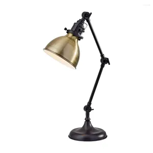 Tischlampen Simplee Adesso Alden Schreibtischlampe Antikbronze mit Messingakzenten