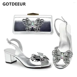 Dress Shoes Latest Italian High Fashion And Bags Matching Set Decorated With Diamond Butterfly Africa Shoe For Wedding