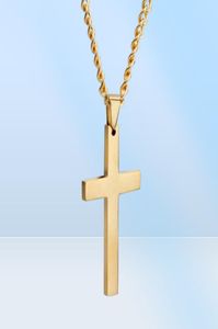 MIC Fashion alloy Glossy Cross charm Pendant Chain Necklace for Men Women 2224 Inches 4 colors 12pcs lots207f5491625