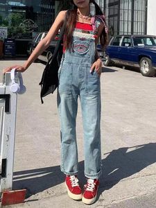 Women's Jeans Korean Fashion Kawaii Baggy Mom Women Harajuku Denim Cargo Pants Wide Leg Overalls Outfits Clothes Streetwear