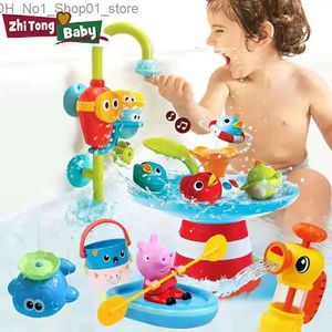 Bath Toys Baby Bath Toys Wall Suction Cup Marble Turn Around Bathroom Bathtub Kids Play Water Games Toy Set for Children Q231212
