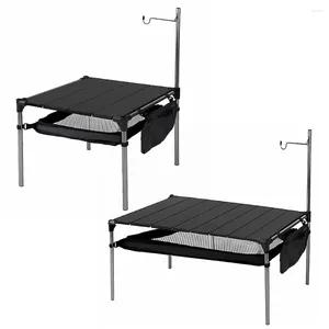 Lägmöbler camping aluminiumlegeringsbord multifunktionell grillpicknick med stor förvaringsarrangör som bär påsar ljus pol