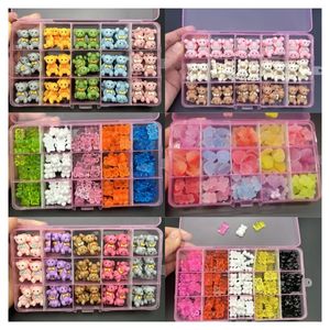 Nail Art Decorations 1Box 3D Cute Bear Resin Charms For Nails Multi Styles Gummy Jelly Bear Rhinestones Decoration For Nails Art Manicure Design Tips 231211