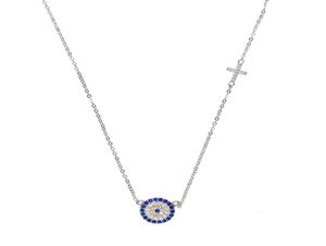 turkisk disco charm CZ Cross Dainty Chain Girl Women Evil Jewelry 925 Sterling Silver Lucky Eye Necklace29666783881