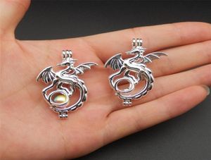 10st Silver Plated Dragon Pearl Cage Halsband smycken tillverkar leveranspärlor burklock hänge parfym diffusor roliga smycken5846573