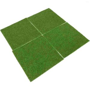 Halılar 4pcs Yapay Çim kare fayans Sentetik Çim Pad Minyatür Bahçe Süsleme için Yaşam Gibi Peri Moss x 15cm Yeşil