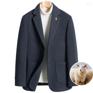 Männer Anzüge Top Grade 48% Schafe Wolle Mantel 2023 Herbst Klassische One Button Blazer Männliche Mischung Kleidung Mode Jacke outwear
