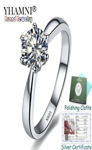 Skickat certifikat Original 100 Solid 925 Sterling Silver Ring Set 1 Carat 6mm Cz Diamant Wedding Rings for Women KPR0037962111