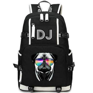 DJ mochila de vidro cão daypack animal cosplay saco de escola música packsack impressão mochila casual computador pacote de dia