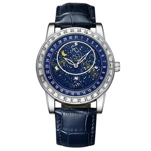 New Blue Planet orologi orologi meccanici automatici di alta qualità tempestati di diamanti, orologi da uomo