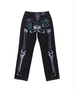 Männer Jeans Y2k Schädel Druck Hohe Taille Hiphop Denim Hosen Straße Männlich Schwarz Ziehen Hosen Gothic Mode Lose Baggy Jeans männer Kleidung 231212