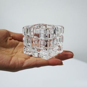 Castiçais cônicos de vidro, castiçais pequenos e transparentes em massa para velas cônicas, castiçais quadrados para mesa de casamento de Natal