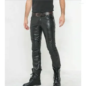 Men's Pants Genuine Sheepskin Leather Heavy-duty Bicycle Straight Leg Jeans European And American Fashion Trends