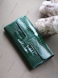 All handsydd handväska importerad Nile Crocodile Leather Handbag French Beeswax Thread 24k Gold Plated Hardware Mini Dinner Bag