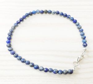 MG0148全ntural lapis lazuli anklet Handamde Stone Womens Mala Beads Anklet 4 mm Mini Gemstone Jewelry4650015