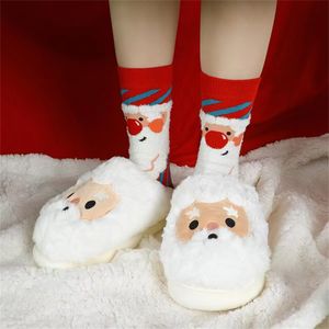 Осенне-зимние толстые плюшевые рождественские носки с героями мультфильмов, милые носки средней длины для мужчин и женщин, рождественский подарок z11
