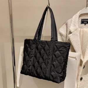 Evening Bags Large Capacity Shopper Tote Bag With Zipper Diamond Lattice Oxford White Shoulder For Women Ladies Big Quilted Handba305S