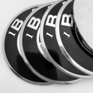 Passform för BMWS bilklistermärke 4st 56mm 60mm 65mm 70mm bilhjulscentrum Hub Cap Sticker 3D Blue White / Black White Emblem Stickers