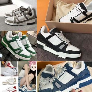 French Evitton Herren Casual Designer Basketball Kalbsleder Denim Leder Trainer Rot Blau Buchstabe Abloh Overlays Schuhe Damen Flacher Sneaker 492 New Style Sneaker