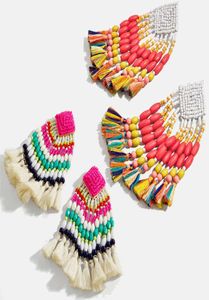 Dvacaman Large Swing Drop Earrings Boho Ethnic Beaded Dangle Earrings Big Tassel Fringed Statement Jewelry Whole Accessories6631038