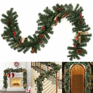 Christmas Decorations 1-4PCS Door Fireplace Wreath 180cm Artificial Tree Rattan Garland Party Stair Pendant Hanging Ornaments Christmas Rattan 231211