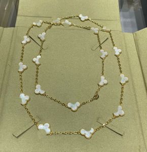 2024 Luxury quality charm pendant sweater necklace with nature white shell beads in 18k gold plated 20pcs flower shape have stamp box PS2093