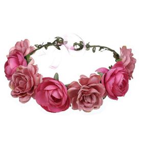 Rose Blume Stirnband Kopf Band Floral Kopf Kranz Kopfschmuck Mädchen Haarband Zubehör Braut Girlande Hochzeit Party Kopfbedeckung4527124