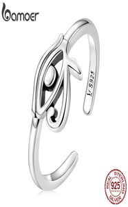 Fine s BAMOER 925 Sterling Silber Auge des Horus Ägypten Schutz Offener Ring für Frauen Persönlichkeit Cool Band Ring Modeschmuck Gif2398524